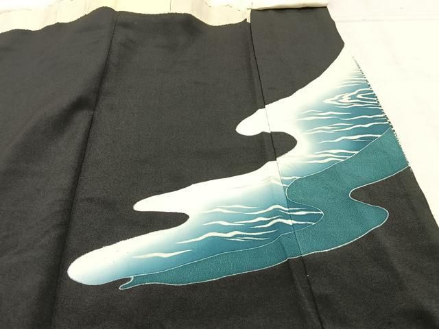 平和屋着物□豪華黒留袖 刺繍 鳳凰流水文 金銀彩 金銀糸 正絹