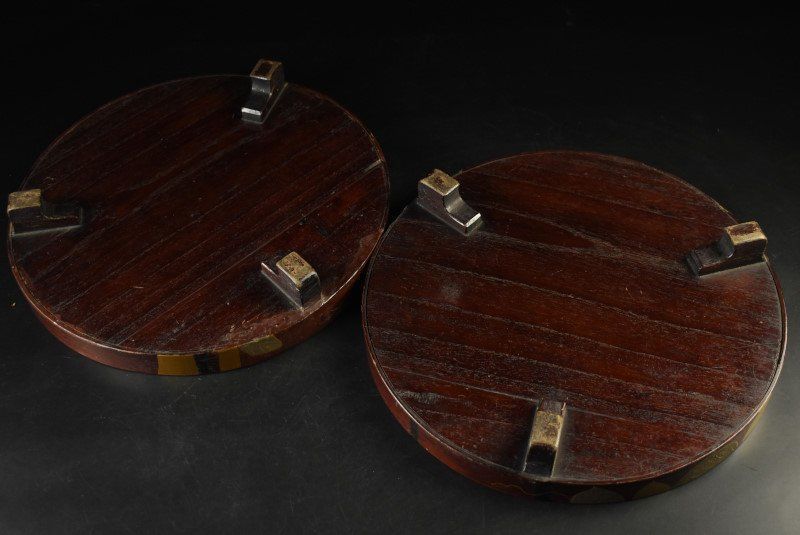 木製絵替花文蒔絵 足付膳