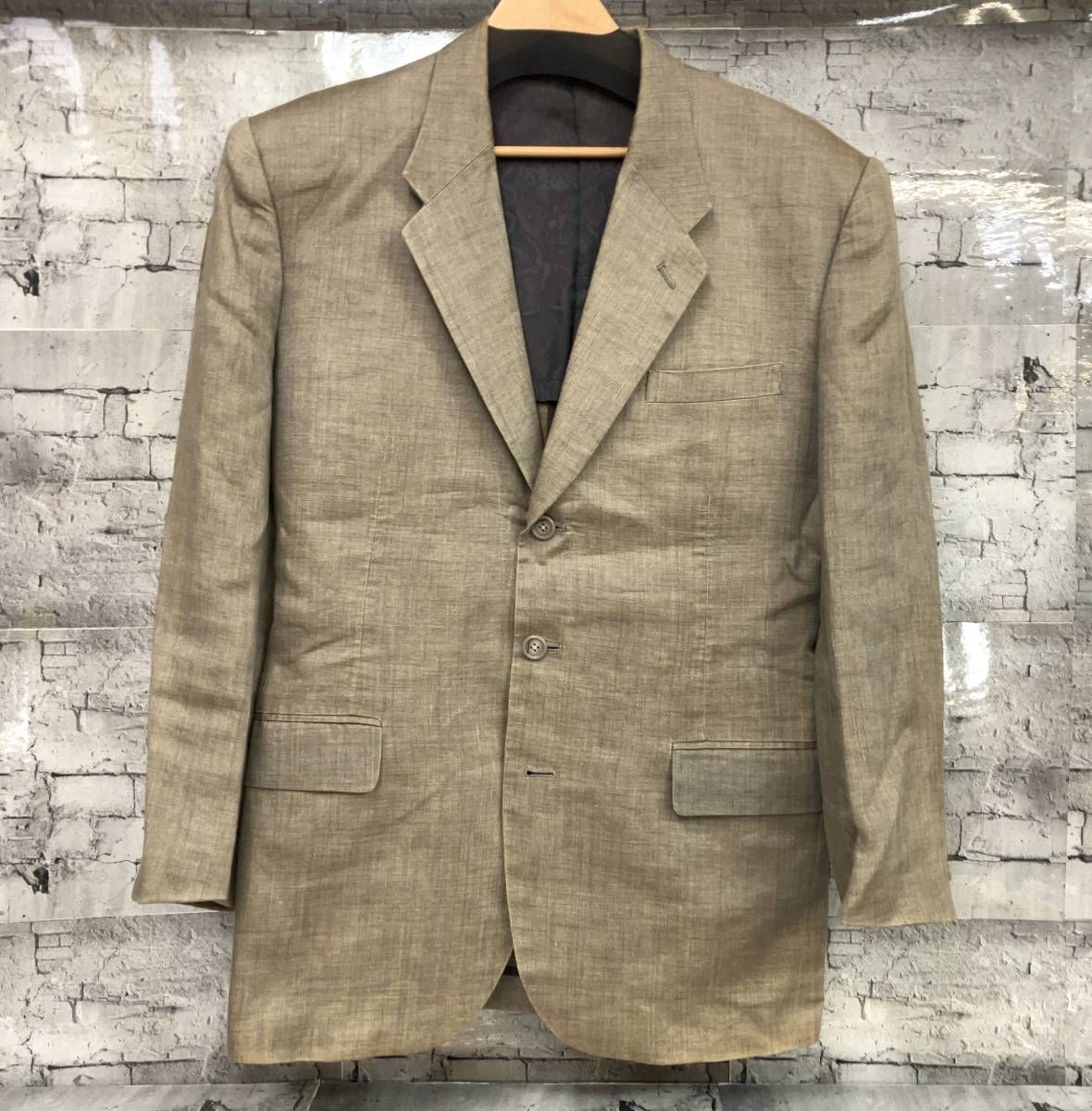 80s arrston volaju アーストンボラージュ テーラードジャケット リネン 肩パッド サイズM ベージュ 
