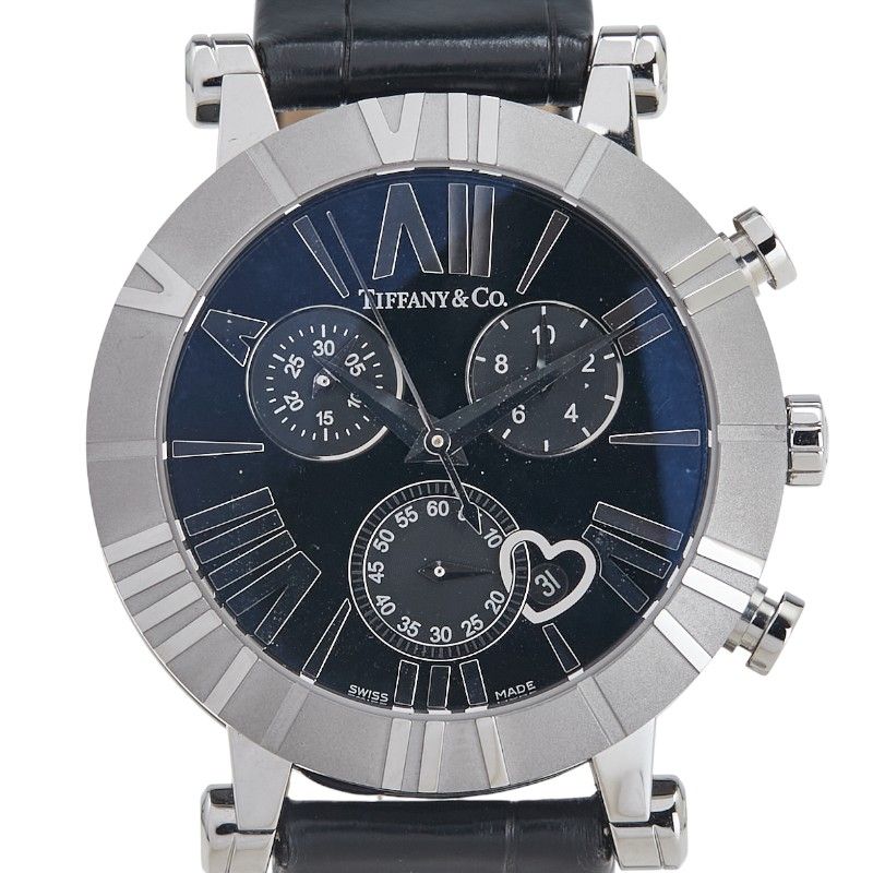 ティファニー アトラス Z1301.32.11A10A71A シルバー ブラック ステンレススチール レザー レディース TIFFANY-Co. 214-33227