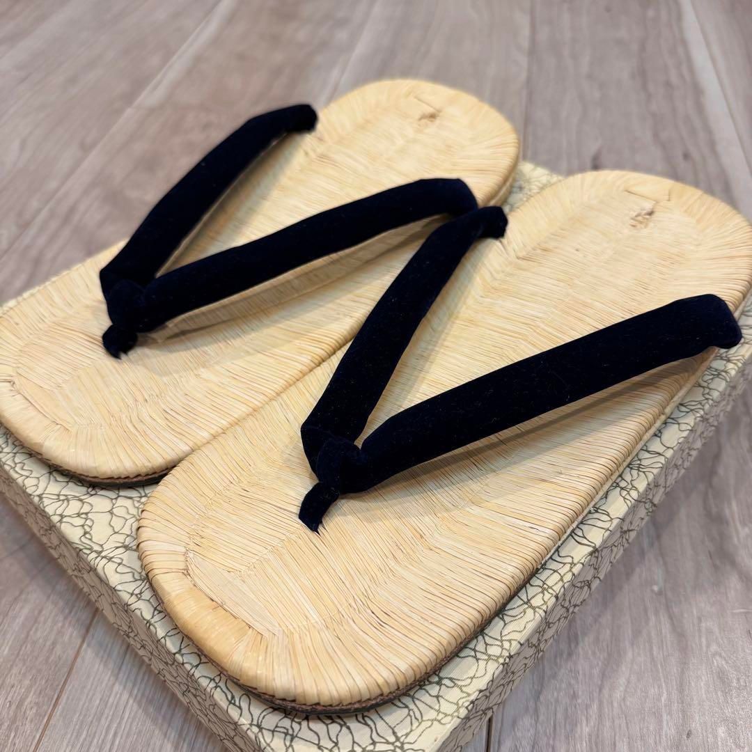 ♥ 雪駄 畳表 男 紳士 メンズ 着物 履き物 黒 XL 大きめ