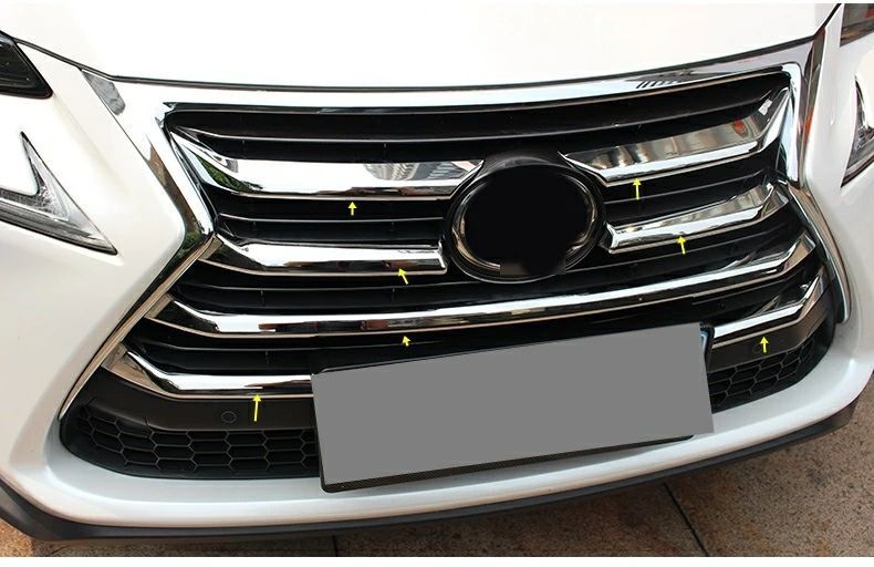 レクサス NX200T NX300H NX200t 用 フロント ラジエータグリル ガーニッシュ トリム 7P 鏡面仕上げ
