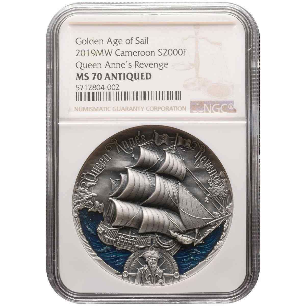 2019 Silver Queen Annes Revenge Coin | MS70 Grade