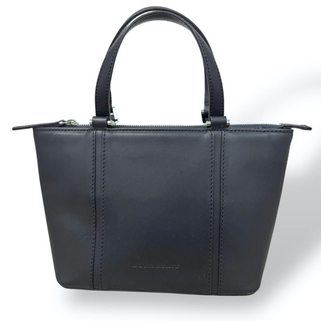 Burberry バーバリー ハンドバッグ レザー 内側ノバチェック ネイビー
