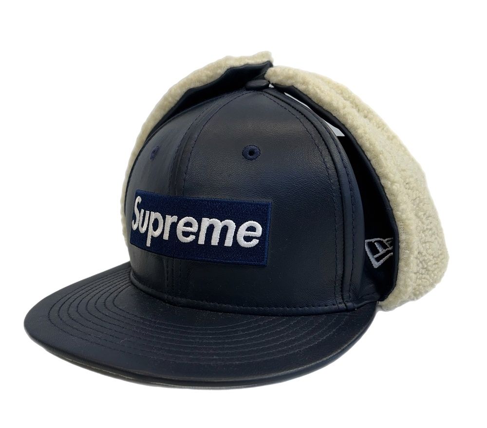 Supreme レザー フライトキャップ 黒