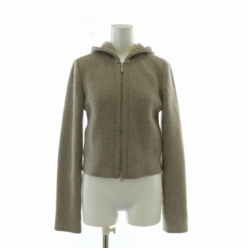 フォクシー FOXEY Sea Breeze Parka シーブリーズ ニット パーカー カシミア ウール混 ジップアップ 38 S ベージュ 37167 |XZ GY18