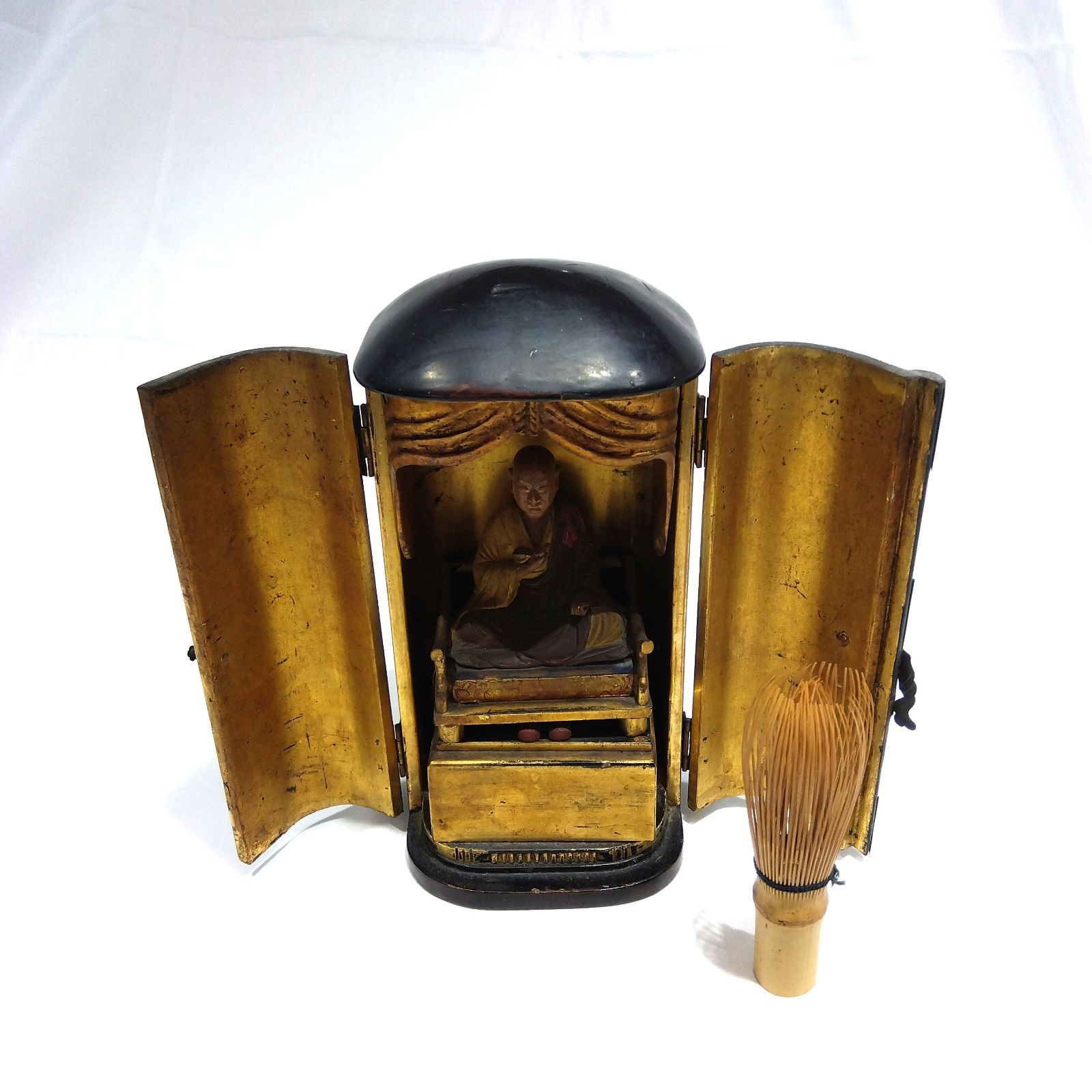 厨子入り 弘法大師像 仏像 木彫 彩色 仏具 A456 - メルカリ