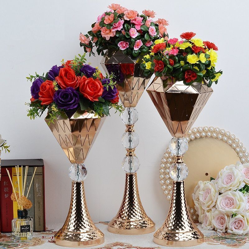 新品未使用ゴールド スチール花瓶 3サイズ