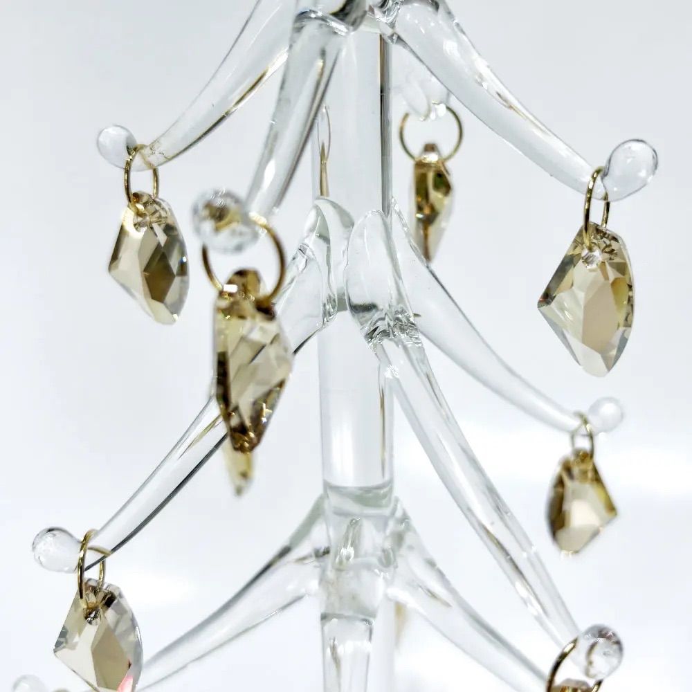 ガラスのクリスマスツリー（枝先：クリア、オーナメント