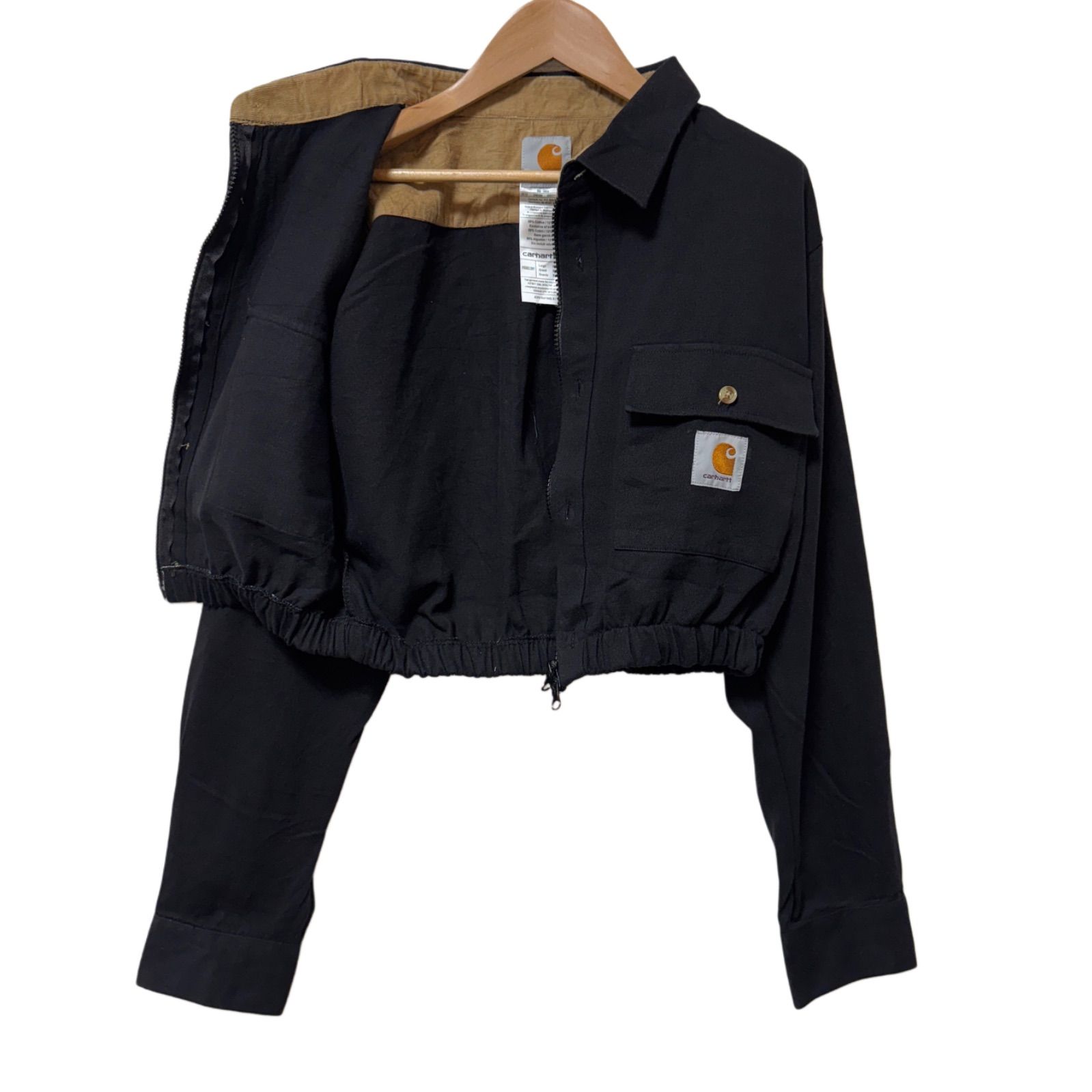 カーハート クロップド丈 シャツジャケット Lサイズ ブラック 黒