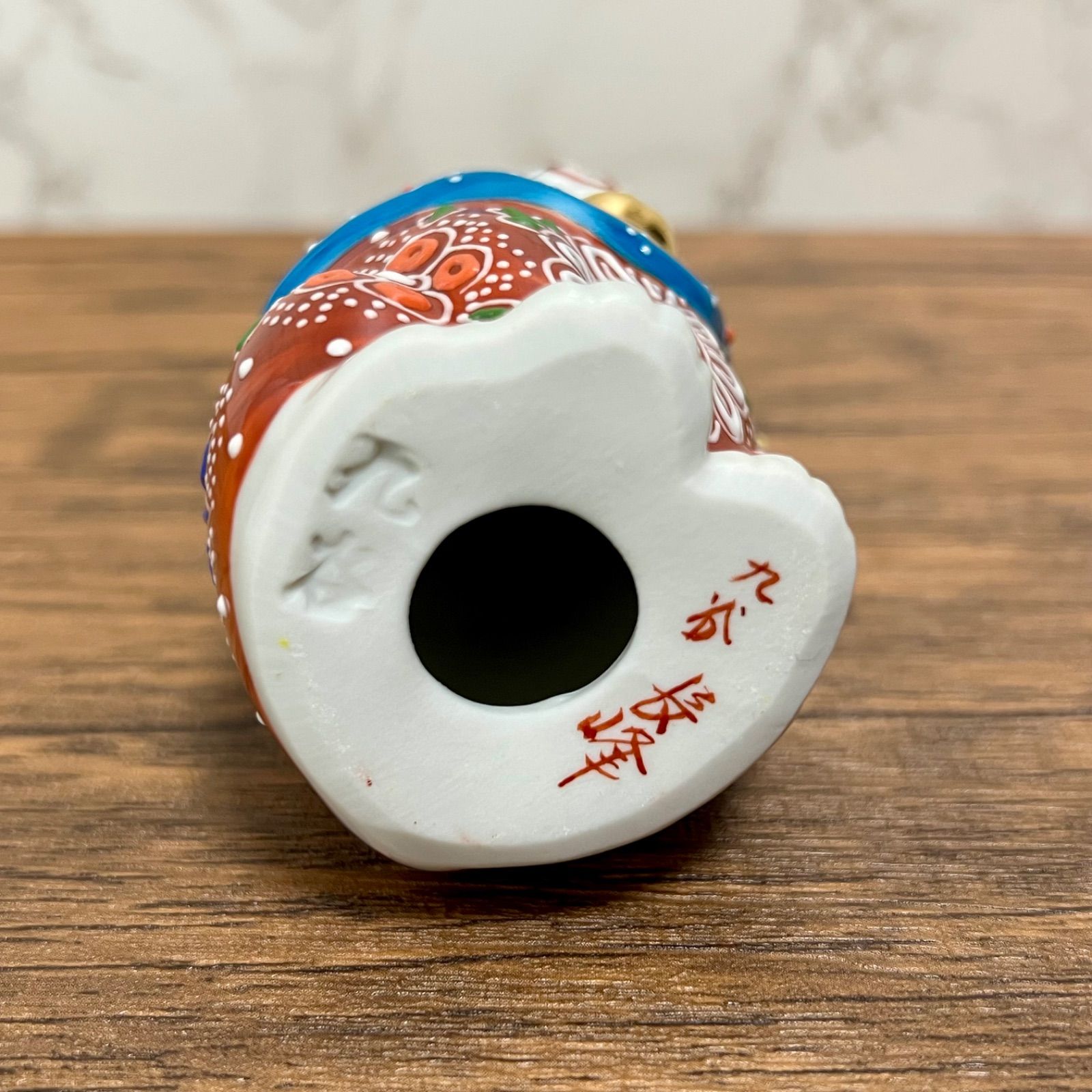 九谷焼】3.3号 招き猫 黒赤盛 左手 千客万来 縁起物 置物 Maneki