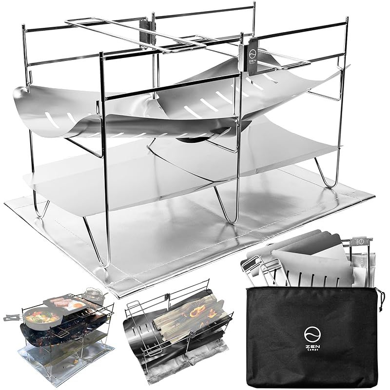 注目商品 ZEN Camps 焚き火台 NT Fire Stand コンパクト 折りたたみ式 キャンプ ソロキャンプ 焚き火 ステンレス製 収納袋付 焚き火台本体 1