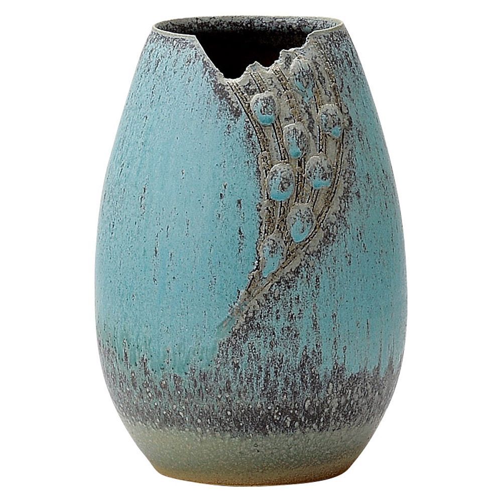 花瓶 信楽焼 トルコブルー 信楽焼 トルコブルー 陶器 花瓶 花器