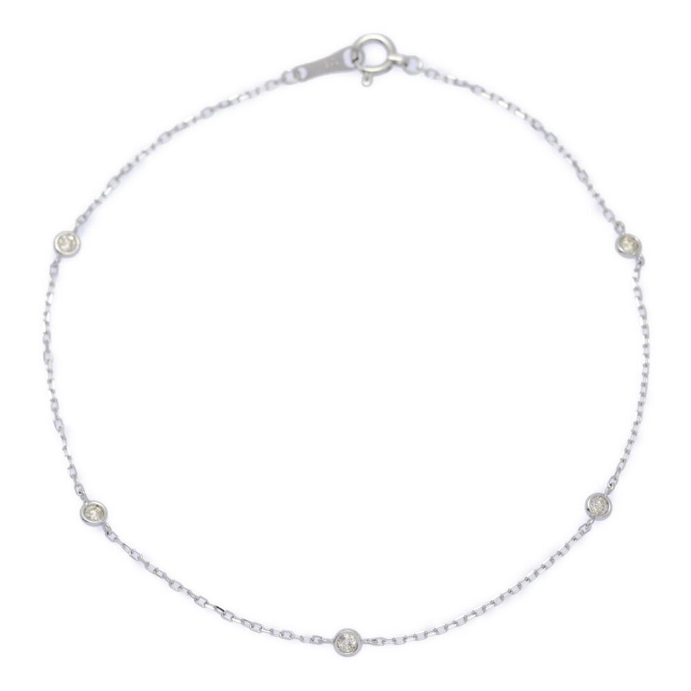 0.13ct|バイザヤード 5P･ダイヤモンド ブレスレット|K18WG|750-0.8g|ホワイトゴールド|プレゼント|記念日 ♀ S レディース 593946