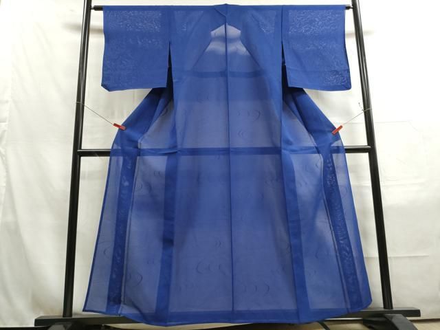 平和屋着物○上質な色無地 流水地紋 鉄藍色 正絹 逸品 CAAX4513ut