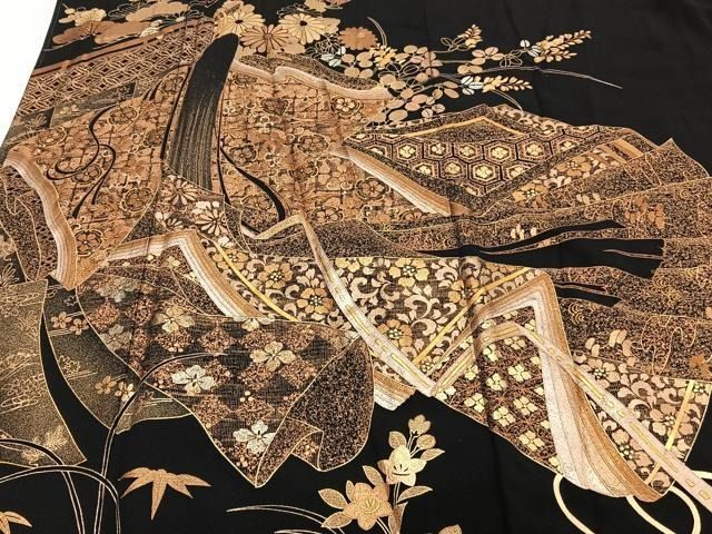 平和屋着物□豪華黒留袖 刺繍 鳳凰花文 金彩 正絹 逸品 DAAV2790qp