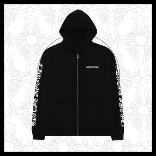 発送クロムハーツ スクロールロゴ ジップフーデイ パーカー