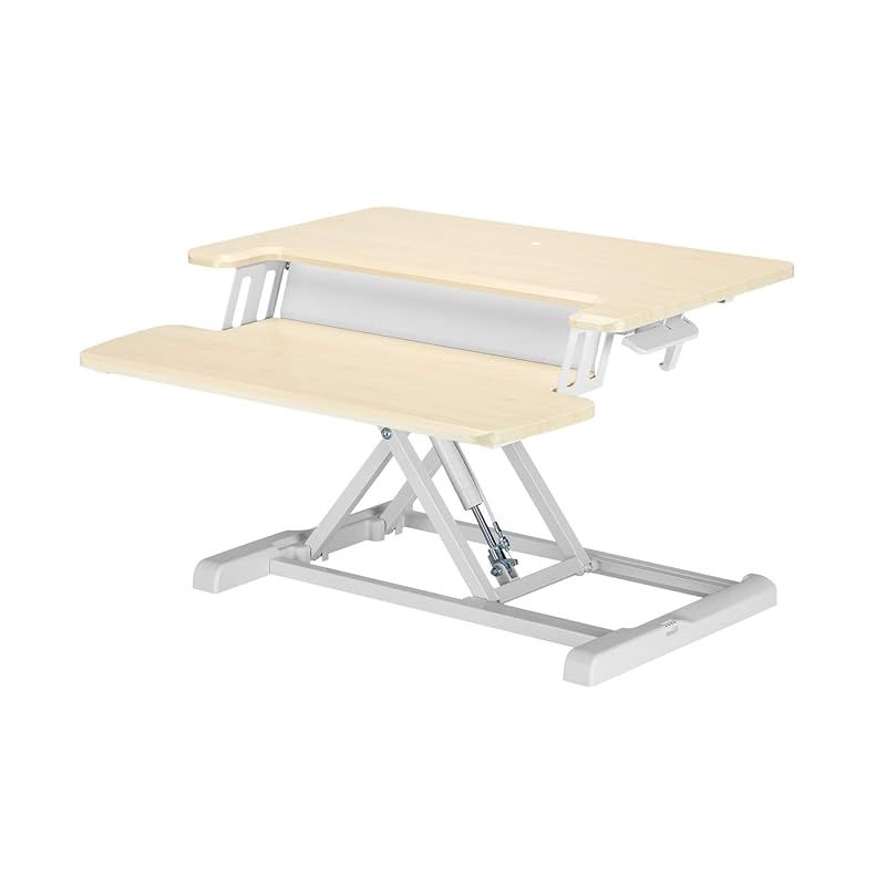 DMM.make 卓上昇降デスク デュアル650メープル 無段階調整 ガス圧式 机に置くだけ スタンディング 在宅 テレワーク DKS-LD