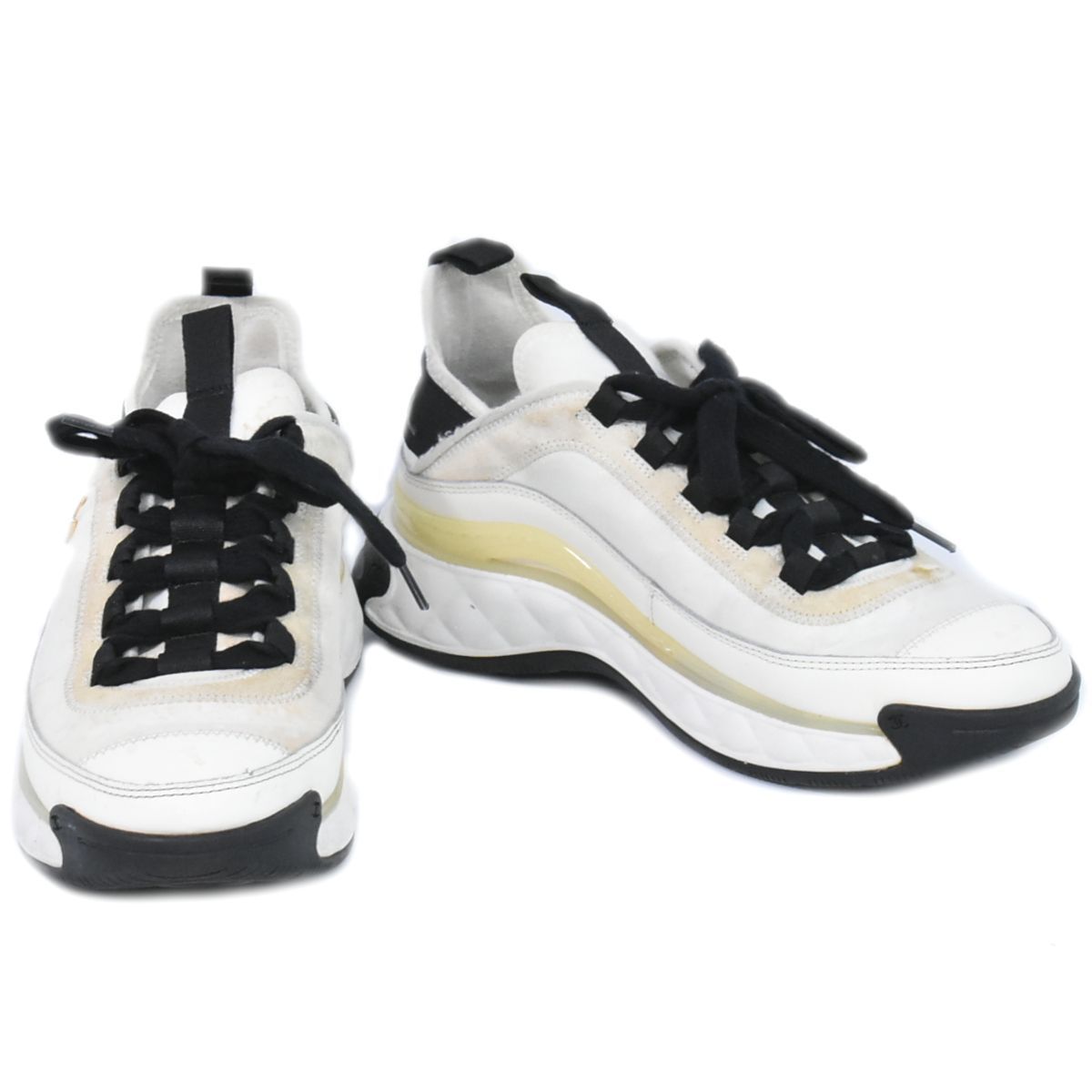 本物 シャネル CHANEL ココマーク スニーカー 37 ファブリックス