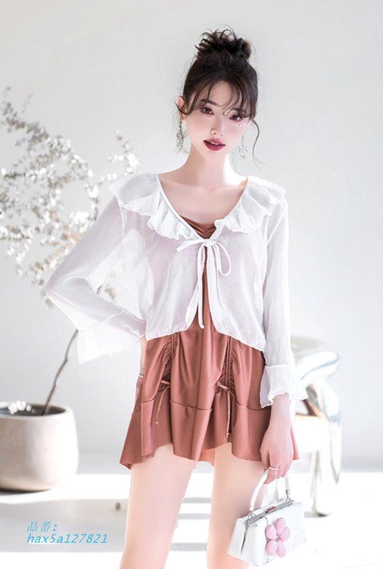 PEAK&PINE シアー素材袖付きオフショルダースカートビキニ（248016