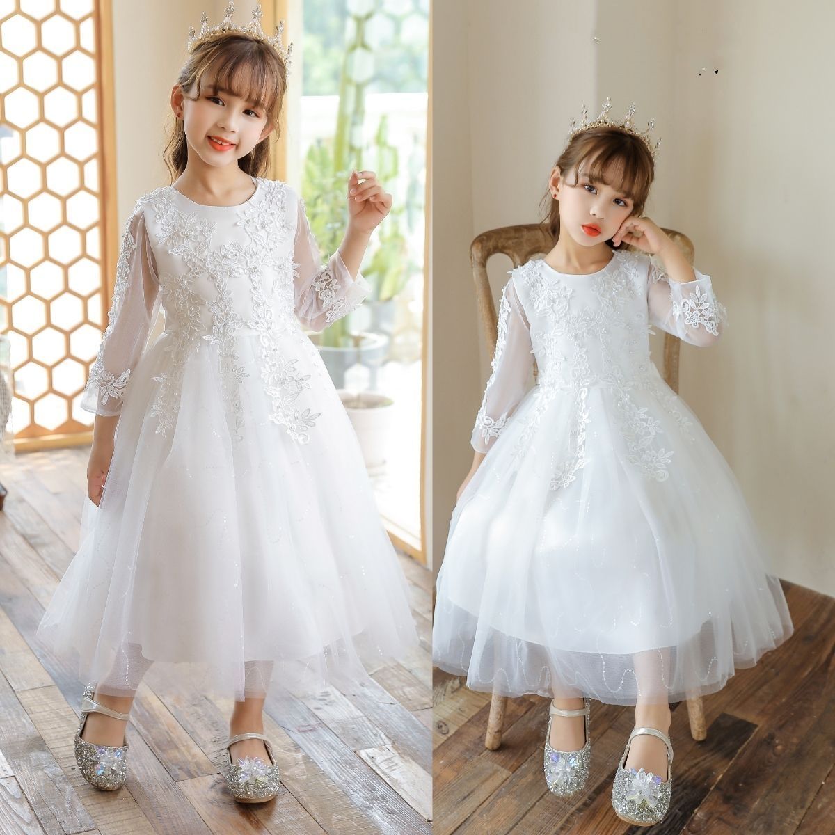 HOT，爆買い 子供ドレス 発表会 ロング こども 長袖 子ども キッズ 女の子 フォーマル 七五三 結婚式 ネイビー ピンク ミントグリーン 水色 ホワイト 紫 サックス フォーマル ドレス ロング 高級 子供 ジ ドレス
