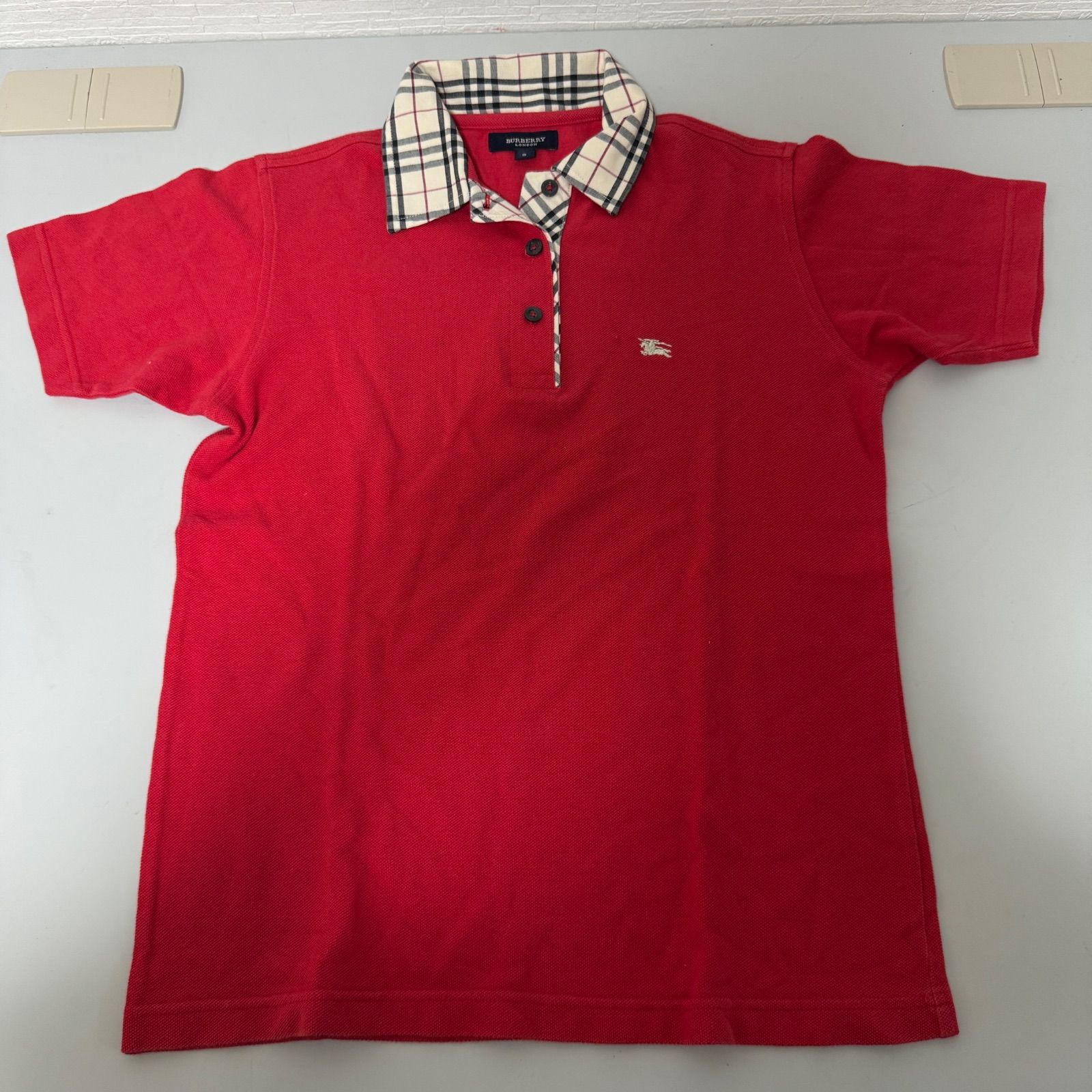 Burberry バーバリー ロンドン ポロシャツ 半袖 Sサイズ レッド