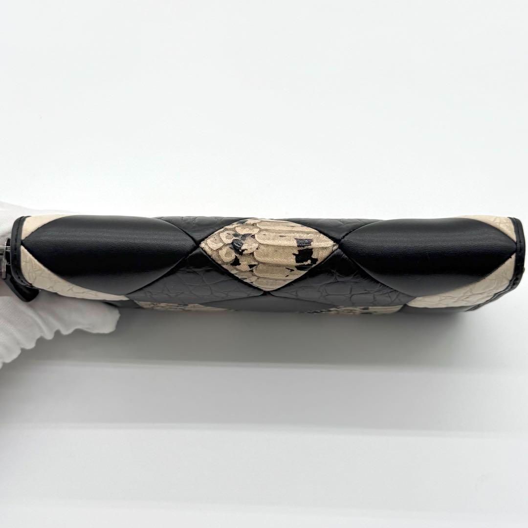 【良品】COACH ラウンドファスナー 長財布 パイソン型押し ブラック 良品】COACH ラウンドファスナー 長財布 パイソン型押し