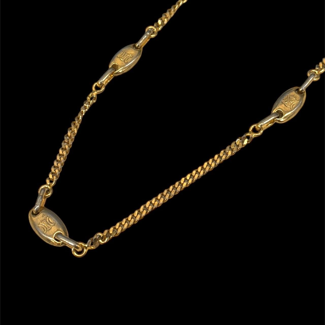 美品✨セリーヌ チェーンベルト サークル ゴールド 喜平チェーン ヴィンテージ BBE04-18 セリーヌ ベルトチェーン サークルロゴ ネックレス