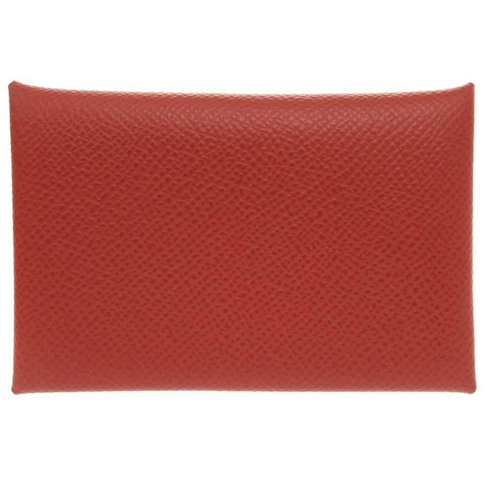 エルメス カルヴィ ヴォーエプソン ブリック シルバー金具 U刻印 カードケース 財布 茶 0288 HERMES