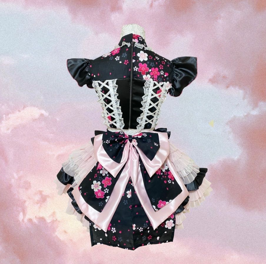 アイドル衣装 コンカフェ衣装 黒 ピンク チャイナ風 猫耳 - メルカリ