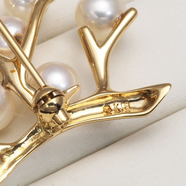 MIKIMOTO ミキモトWG14金 パール　ブローチ　幸福の木　希少 MIKIMOTO ミキモトWG14金 パール ブローチ 幸福の木 希少