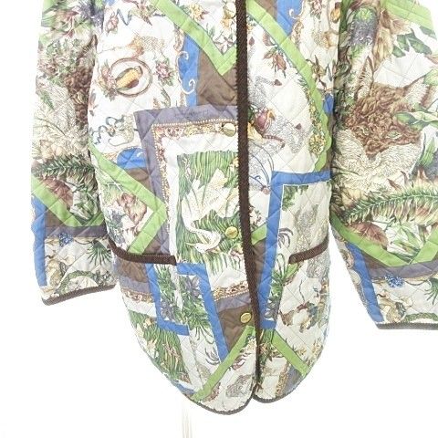 ハイエンド サルヴァトーレフェラガモ Salvatore Ferragamo 総柄 キルティング ジャケット ブルゾン アウター イタリア製 Mサイズ 緑 グリーン 他 全国送料 無料！