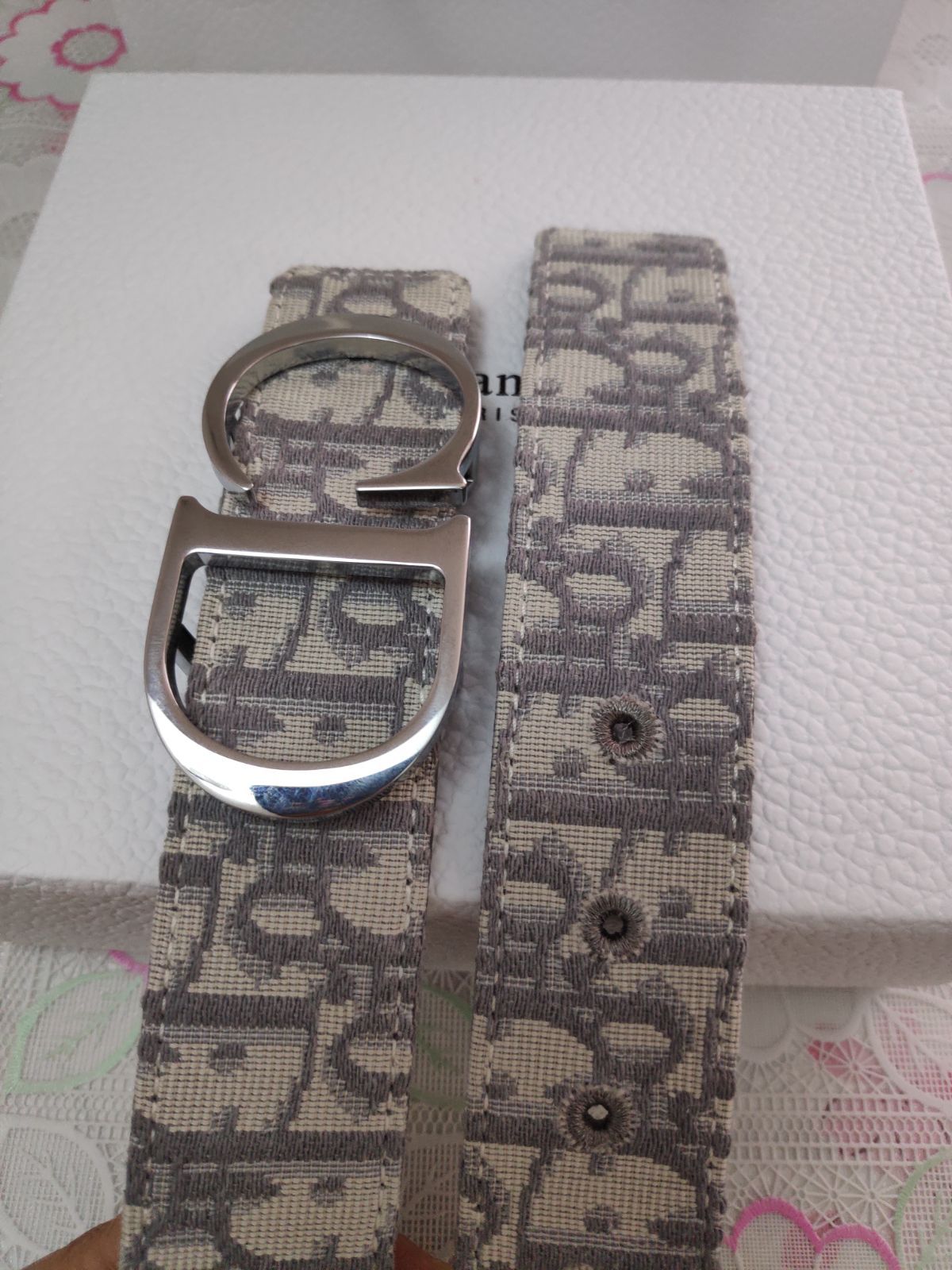 クリスチャンディオール ベルト　CD銀色バックル 95ｃｍ　超美品 Christian Dior - Christian Dior CDバックル レザー ベルトの