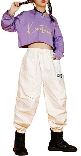 #セットI_130 [Panegy] 子供 ヒップホップ ダンスウェア キッズ ダンス 練習着 ジュニア スウェット ロングパンツ 上下セット ガールズ 子供服 女の子 ダンス衣装 ストリート ジャズ #セットI 130