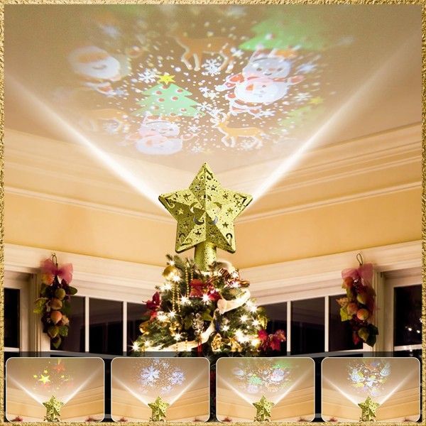 新品送料無料 2024最新 ツリートップ プロジェクタークリスマスライト クリスマスツリー ライト プロジェクターライト ツリーライト LED投光器電飾 3M 12W 白い雪 サンタクロース 星 雪だるま
