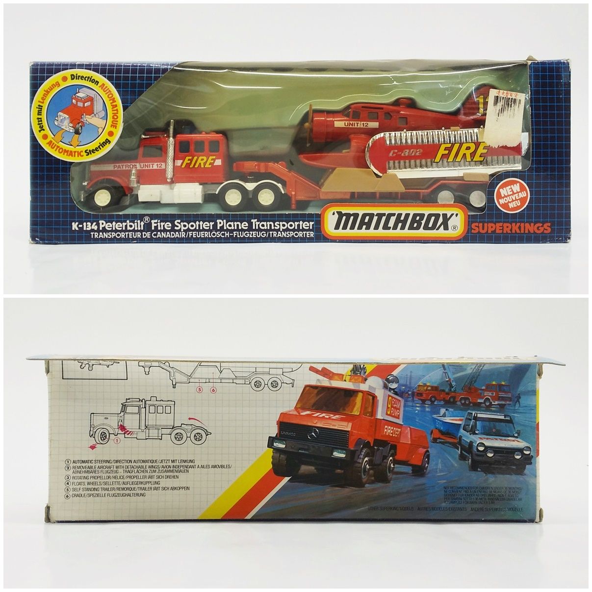 MATCHBOX K-134 Peterbilt Fire Spotter Plane Transporter 消防 低床