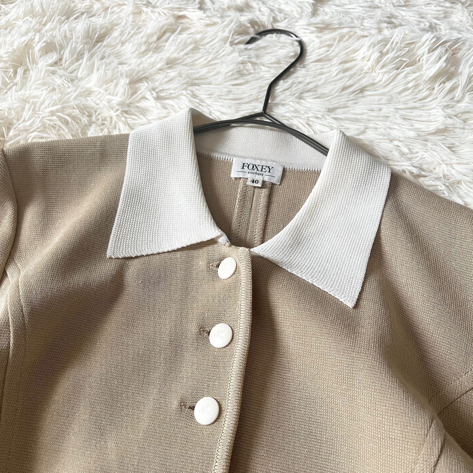 FOXEY BOUTIQUE ニットジャケット ホワイト 40 フォクシー 白 FOXEY 白