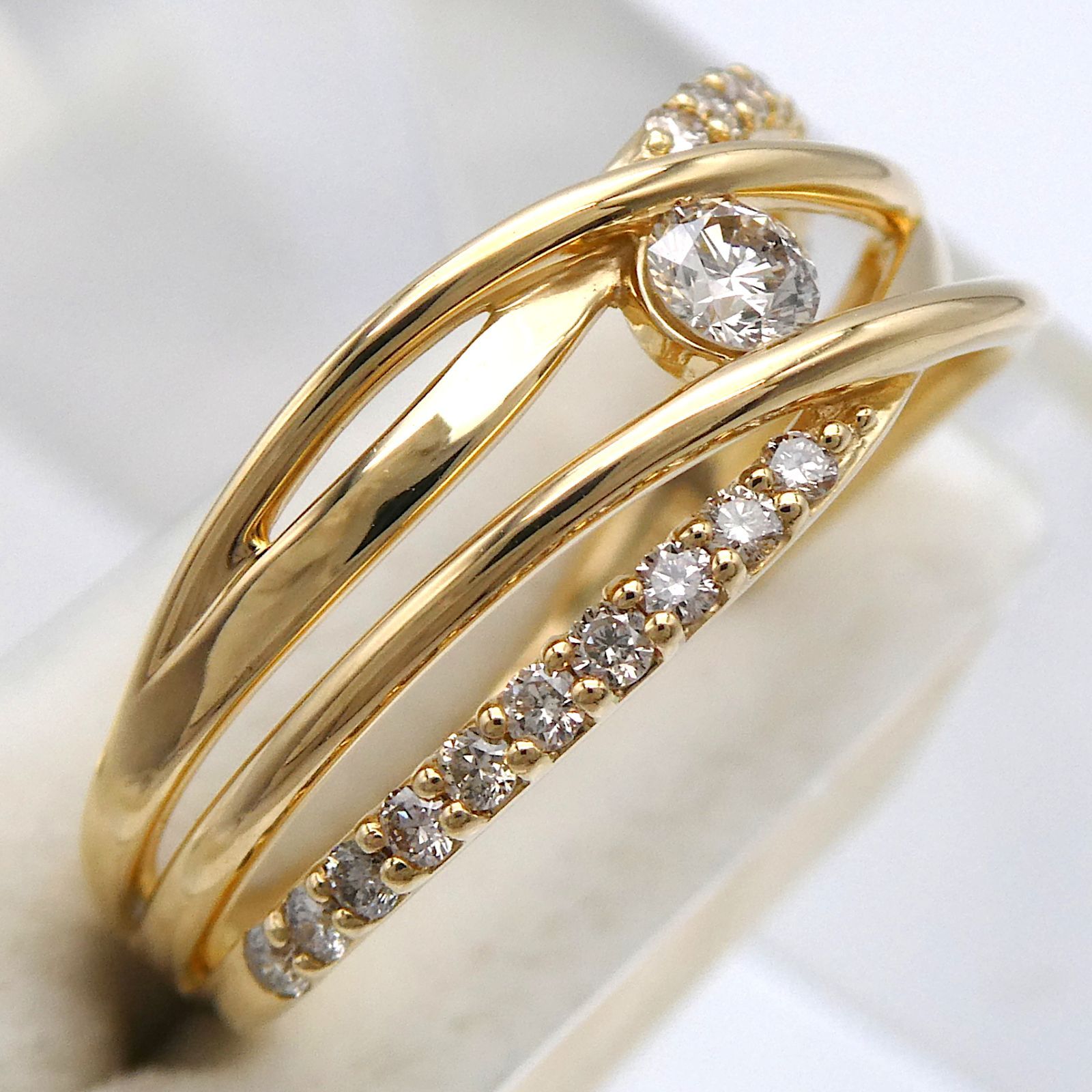 リング K18 ダイヤモンド0.26ct 4連風 11号 リング K18 ダイヤモンド0.26ct 4連風 11号