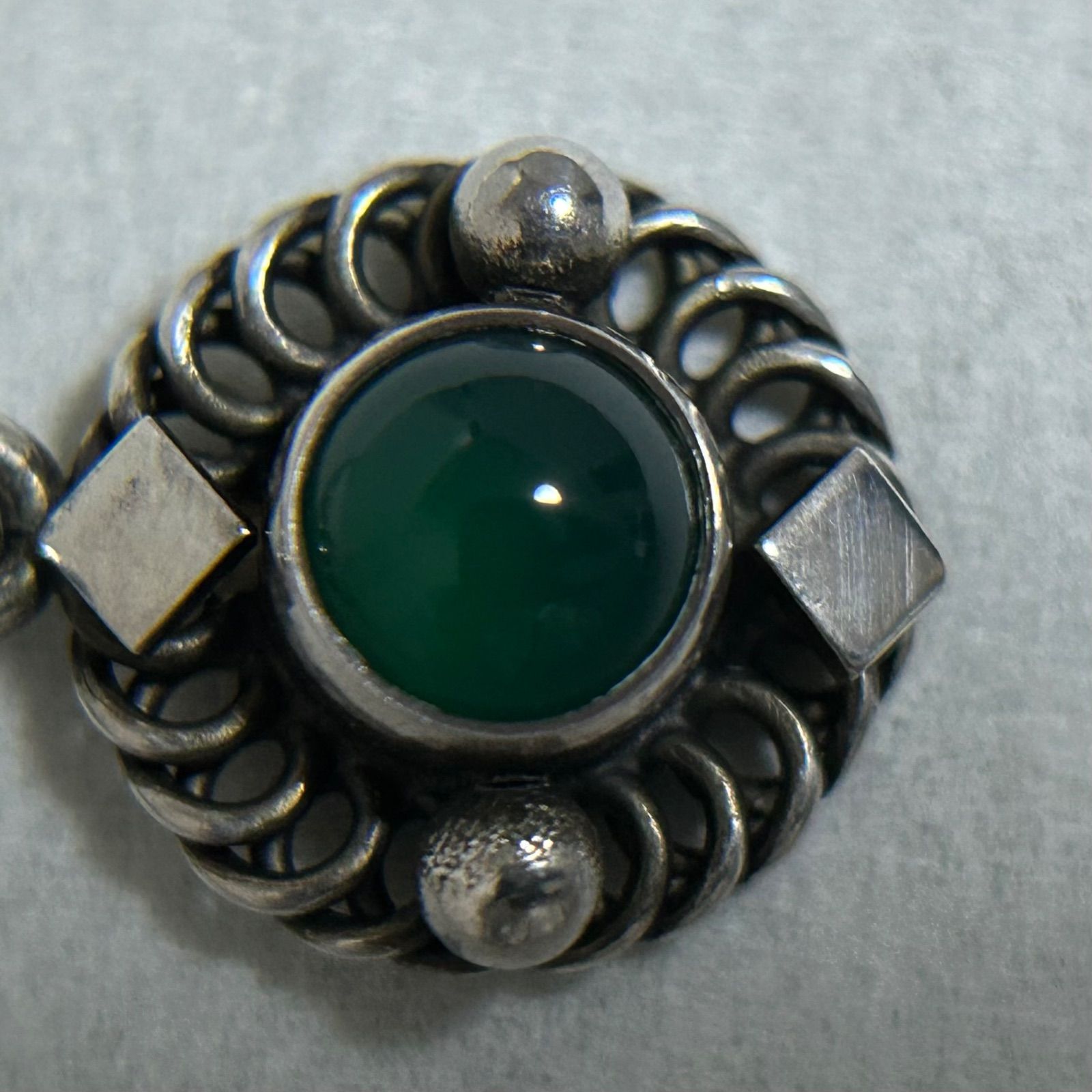 ジョージジェンセン 希少 ネックレス ペンダント グリーンアゲート 38