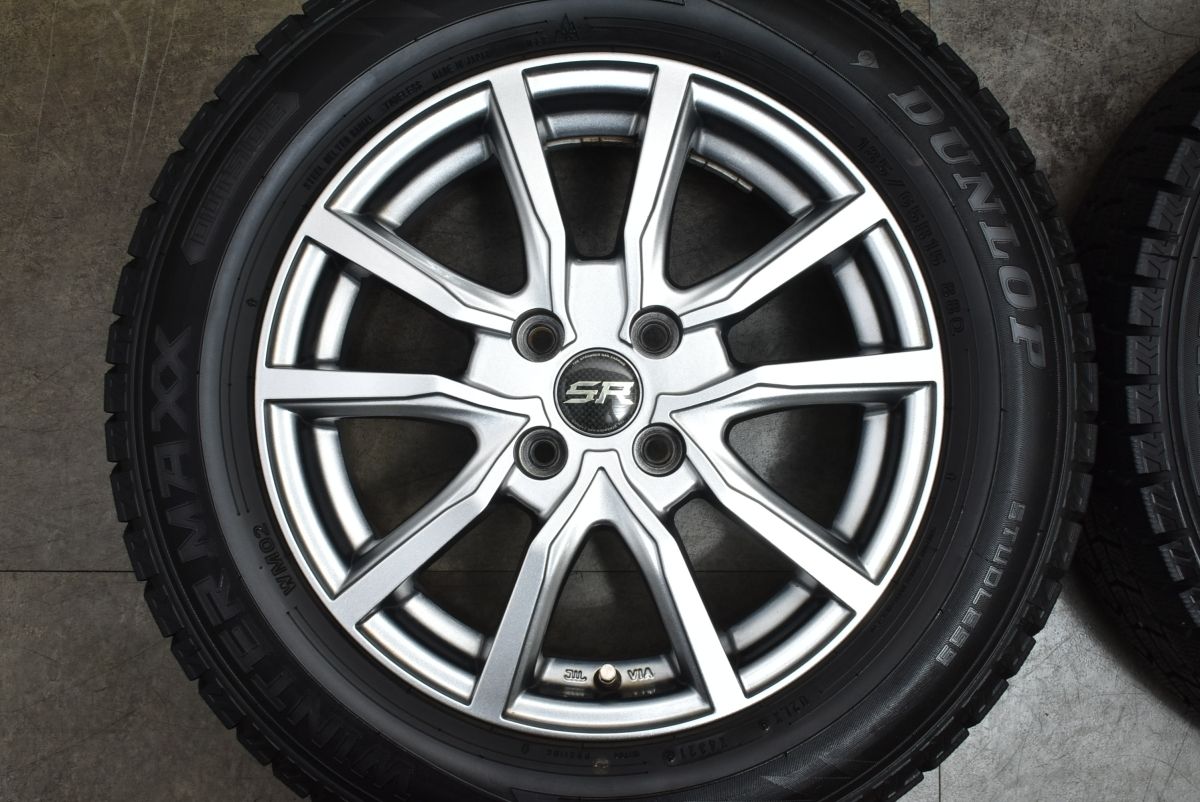 【程度良好品】SR 15in 5.5J +42 PCD100 ダンロップ ウィンターマックス WM02 185/65R15 フィールダー アクア ノート MAZDA2 デミオ