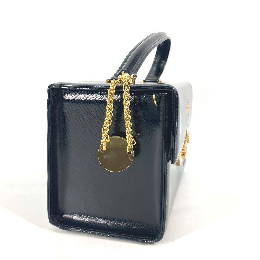 美品 VERSACE ヴェルサーチ バニティ ハンドバッグ サンバースト レザー ヴェルサーチ バニティバッグ サンバースト チャーム付き レザー