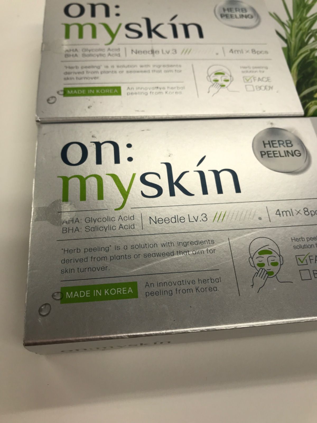 【新品】on: myskin ハーブピーリング 4ml x 8個　3箱 on my skin オンマイスキン ハーブピーリング4mlx8包 3箱