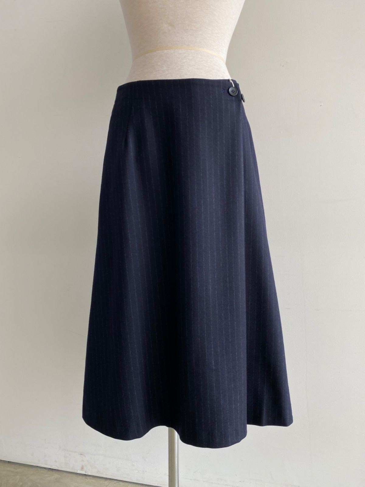 SARAHWEAR ストライプフェイクラップスカート C21727 ネイビー