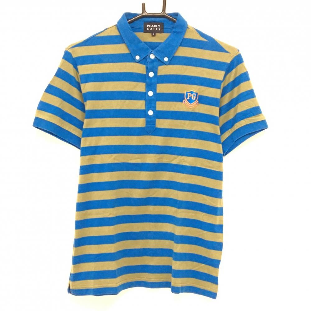 美品✳️PEARLY GATES『ゴルフ ポロシャツ ボーダー 半袖』サイズ4 パーリーゲイツ ゴルフ ポロシャツ ボーダー メンズ4 PEARLY GATES
