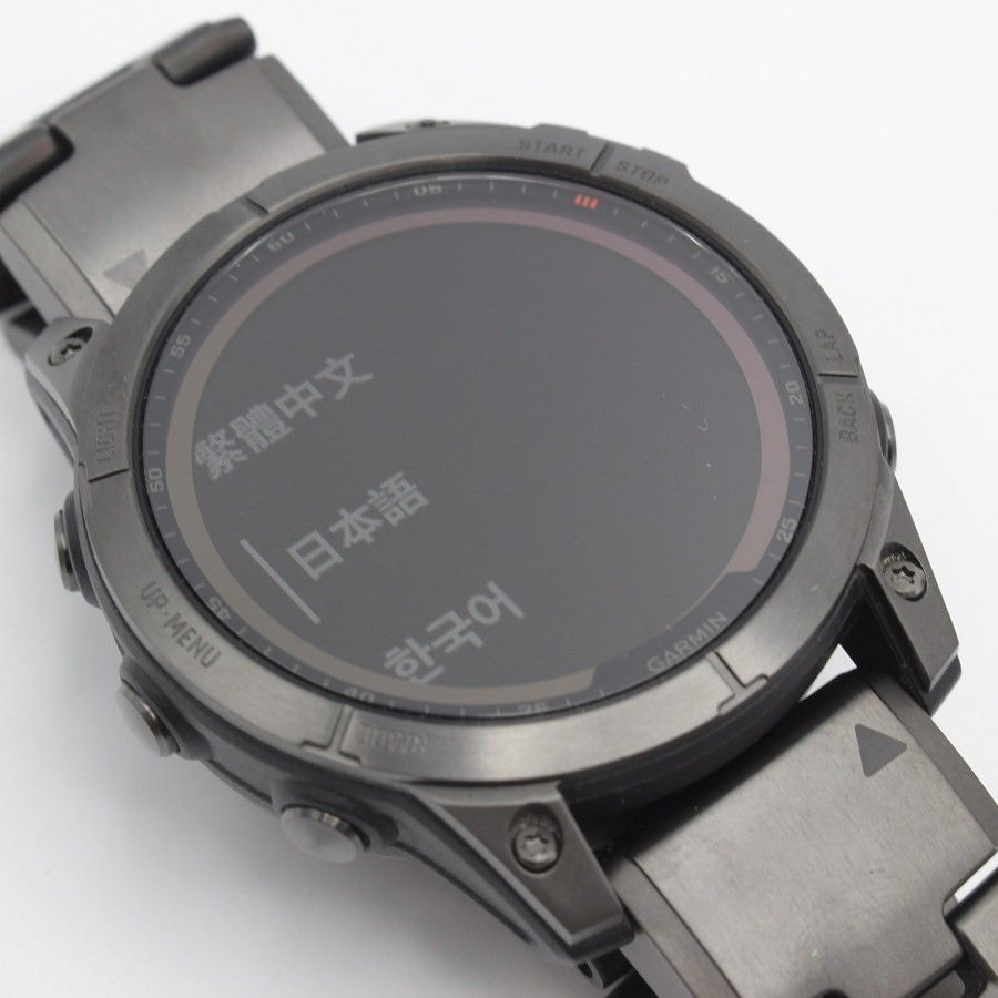 【美品】GARMIN fenix 7 Sapphire Dual Power Ti Carbon Gray DLC/Carbon Gray DLC Vented Titanium Band 010-02540-48 スマートウォッチ ガーミン