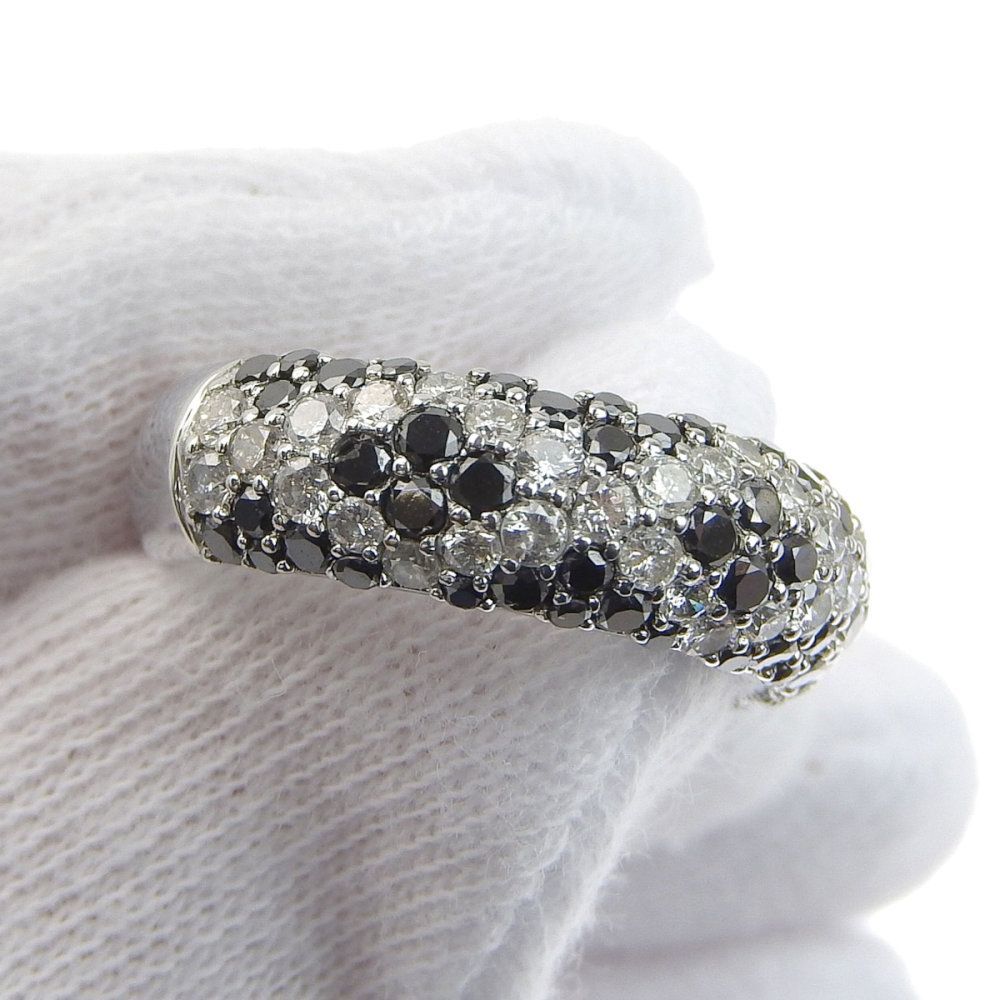 【返品OK】合計2.00ct 天然ダイヤ リング 10号 K18WG 新品仕上げ済み レディース 18K 18金 ホワイトゴールド ブラックダイヤ  【送料無料】【中古】