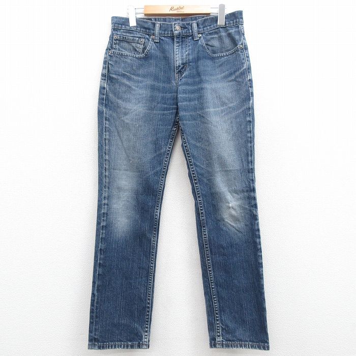 W32/古着 リーバイス Levis ジーンズ メンズ ヒゲ 紺 ネイビー デニム 24jan17 中古 ボトムス ジーパン Gパン ロング パンツ