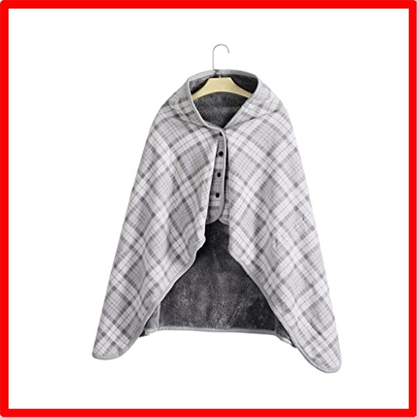 【匿名配送】 100X140CM_ライトグレー Blue Giraffe ひざ掛け ブランケット 大判 選べる 100×140CM 寒さ対策 4way 着る毛布