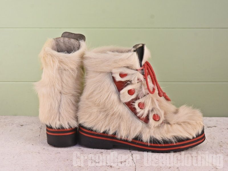 B823 フランス製 SOUKI ビンテージ エスキモーブーツ 白 レディース 6 24cm
