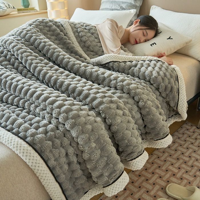毛布 150&times;200cm チェック柄 もこもこ ブランケット ふわふわ 2枚合わせ セミダブル ダブル ふわとろ ふわもこ ひざ掛け おしゃれ あったかい 暖かい 厚手 6VH1993